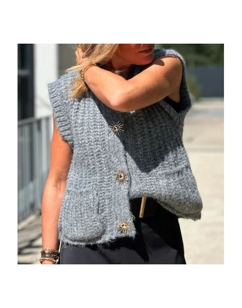 COLLECTION ITALIENNE GILET FEMME BROCHES SOLEIL  gris
