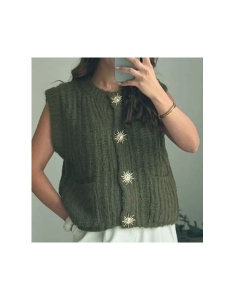 COLLECTION ITALIENNE GILET FEMME BROCHES SOLEIL  kaki