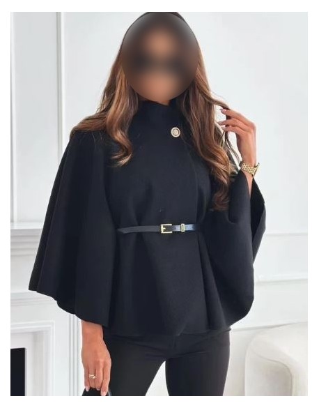 COLLECTION ITALIENNE CAPE FEMME PONCHO avec ceinture noir