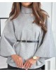 COLLECTION ITALIENNE CAPE FEMME PONCHO avec ceinture gris