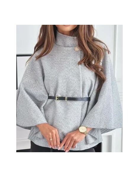 COLLECTION ITALIENNE CAPE FEMME PONCHO avec ceinture gris