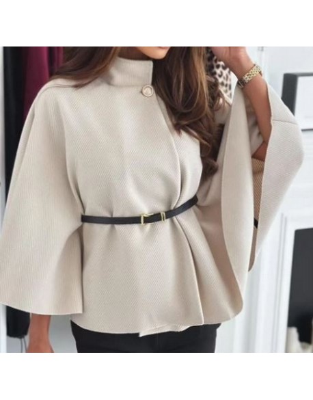 COLLECTION ITALIENNE CAPE FEMME PONCHO avec ceinture beige